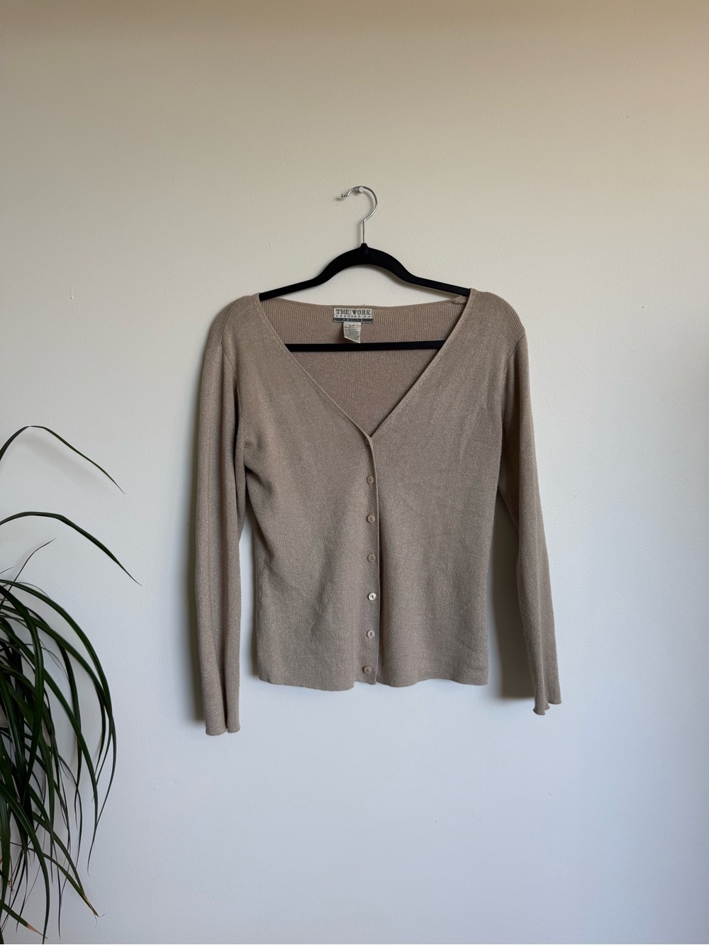 Slim V-Neck Button Cardigan - Taupe